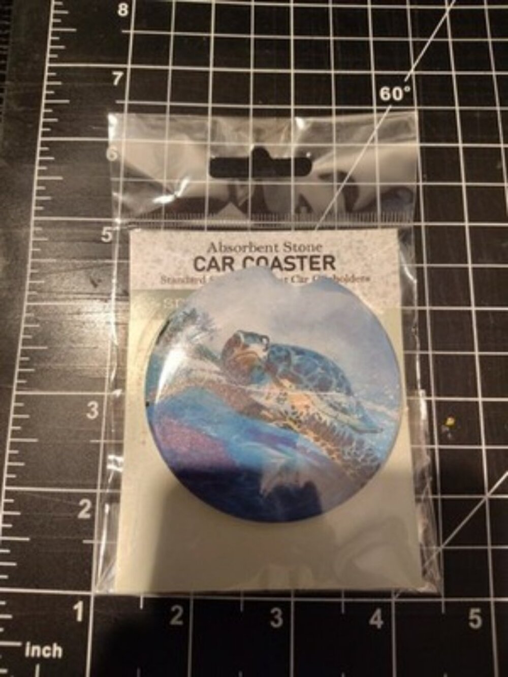 Car Coaster 2-5/8” Cup Holder Absorbent Stone SEA TURTLE Tortoise New